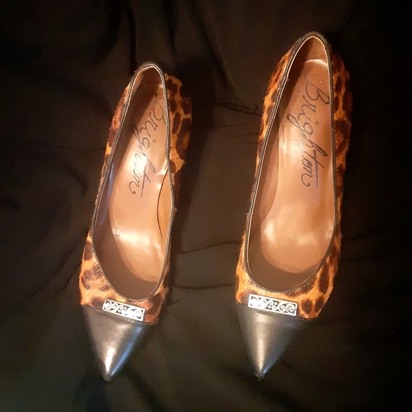 Brighton YALE Bench Made 100% Leather Heels: Leopard Print with Jewelry - Picture 5 of 16